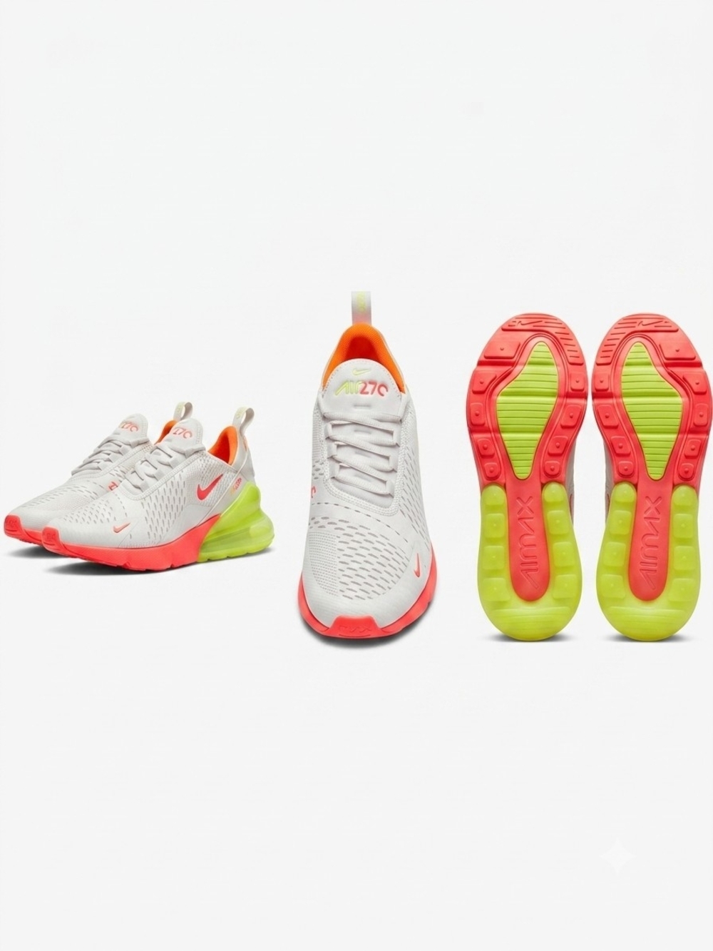 Women's Nike Air Max 270 White Neon Pink & Lime Accent Sneakers